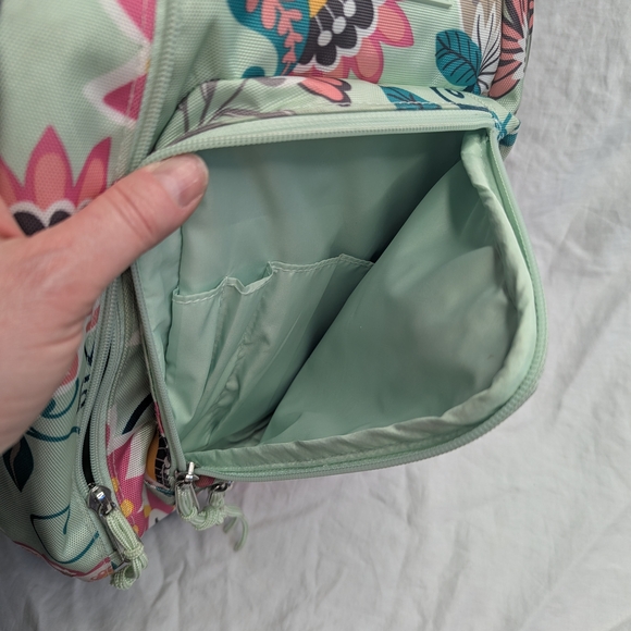 Vera Bradley Essential Lighten Up Sling Backpack Mint Flowers Green Pink Floral - Picture 5 of 6